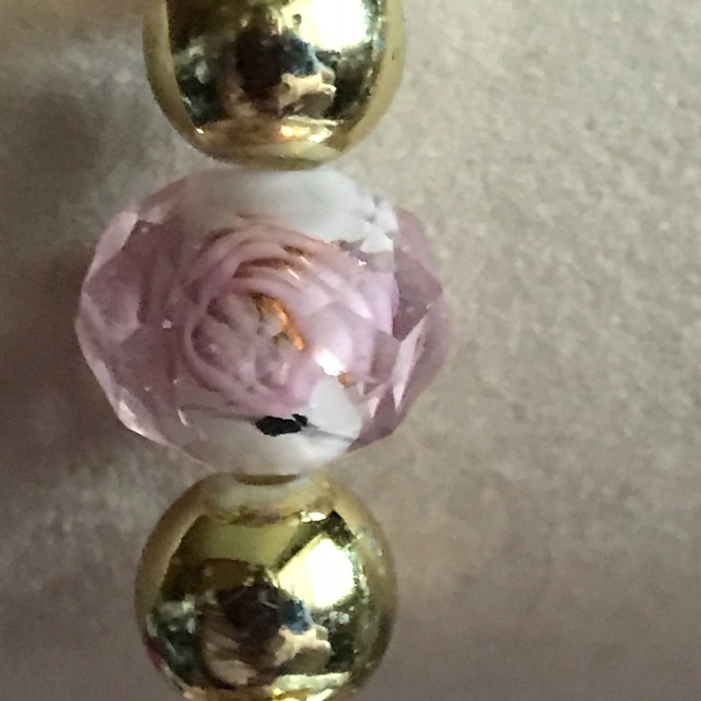 New 8” Faceted Lampwork Bead Stretch Bracelet